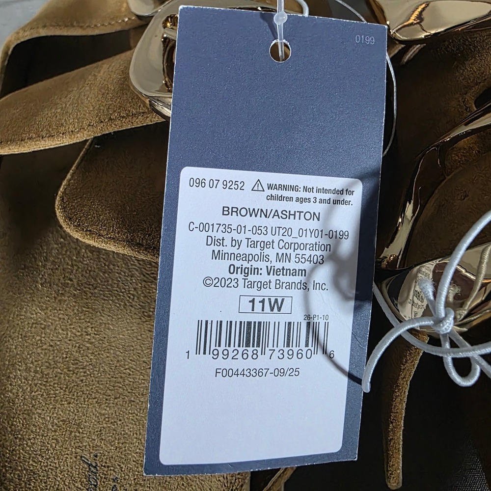 Universal Thread Ashton Brown Faux Suede Double Buckle Slide Sandals 11W New - Picture 5 of 6